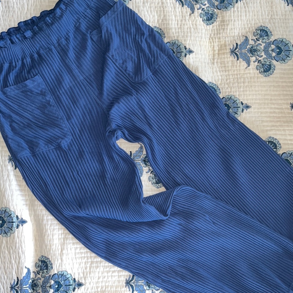 Free People Wide Leg Ribbed Sweatpants With Pockets